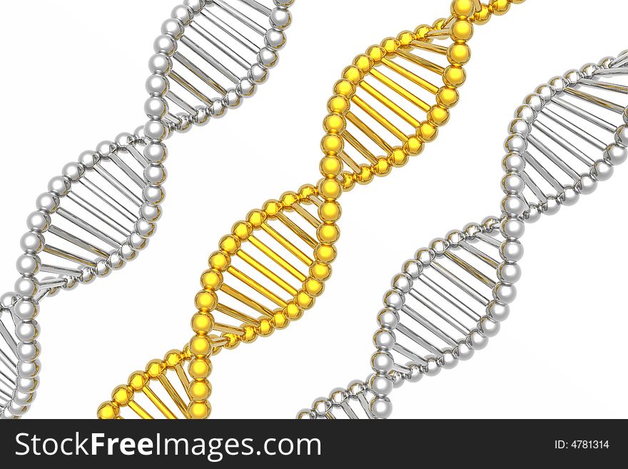 Render of DNA isolated in the white background