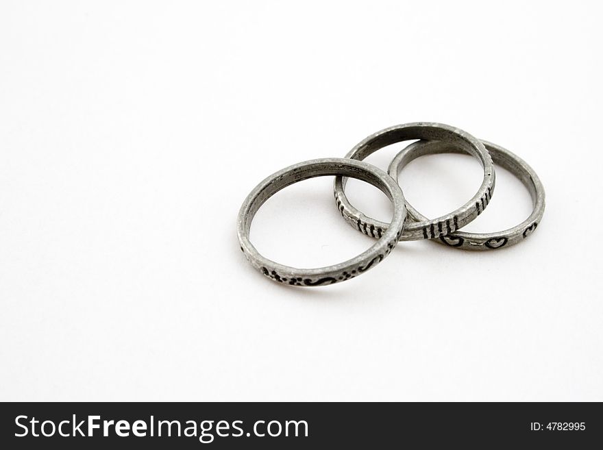Three small rings isolated on white background