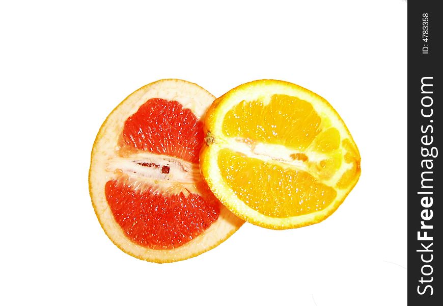 Slices of orange and grapefruit