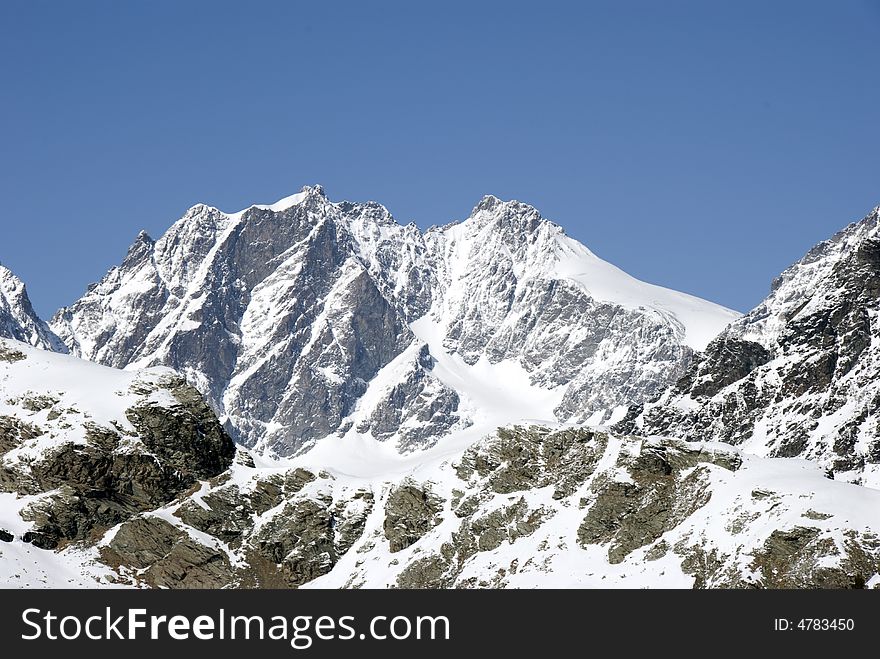 A close up of Bernina mountain after a snowfall - Italy