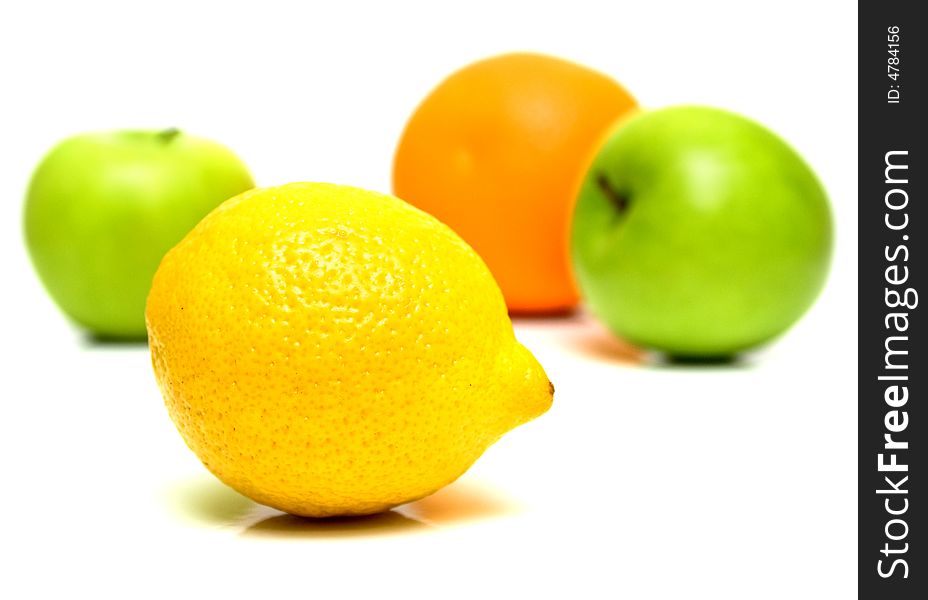 Orange, lemon and apples