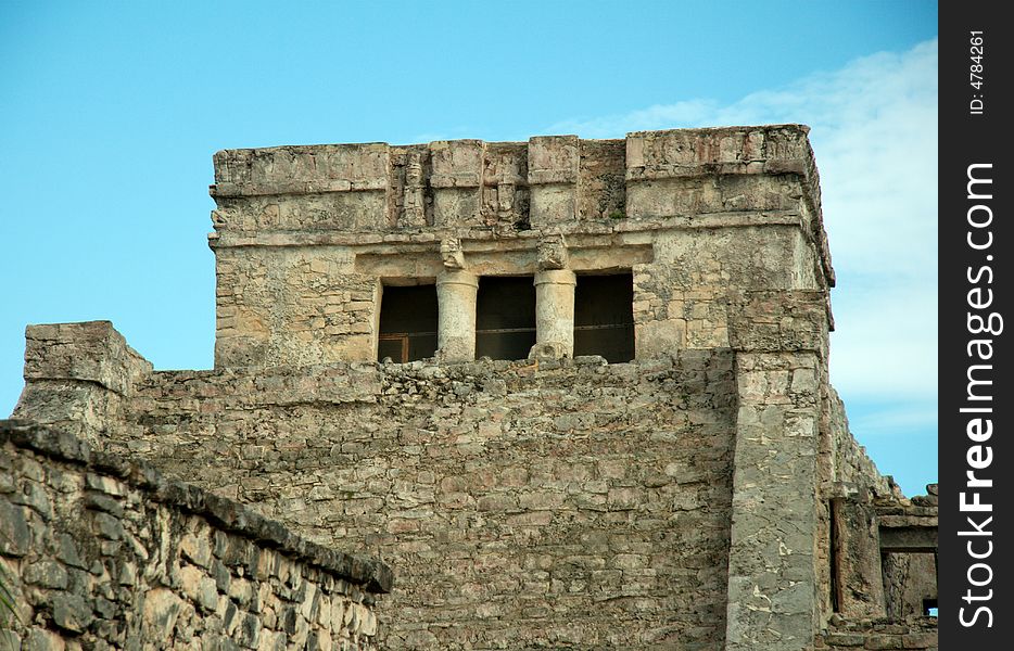 Mayan temple located in rural Mexico.