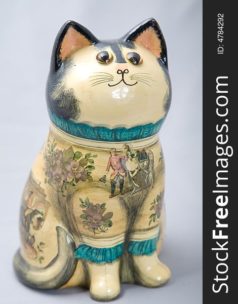 A cute wooden cat for decoration. A cute wooden cat for decoration