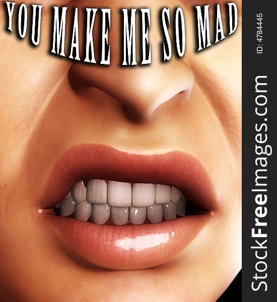 An conceptual image of a very angry female mouth. An conceptual image of a very angry female mouth.
