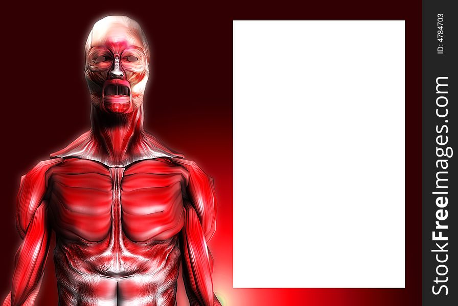 A male body that is made up of just muscles, it would make a good medical or Halloween image. it has a blank area which you can put your own information in. A male body that is made up of just muscles, it would make a good medical or Halloween image. it has a blank area which you can put your own information in.