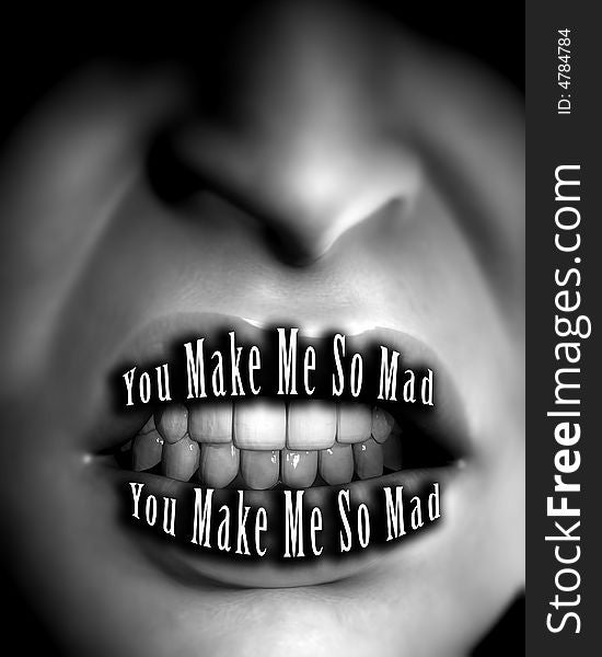 An conceptual image of a very angry female mouth. An conceptual image of a very angry female mouth.