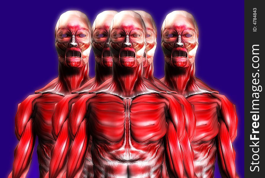 A set of male bodies that is made up of just muscles, it would make a good medical or Halloween image. A set of male bodies that is made up of just muscles, it would make a good medical or Halloween image.