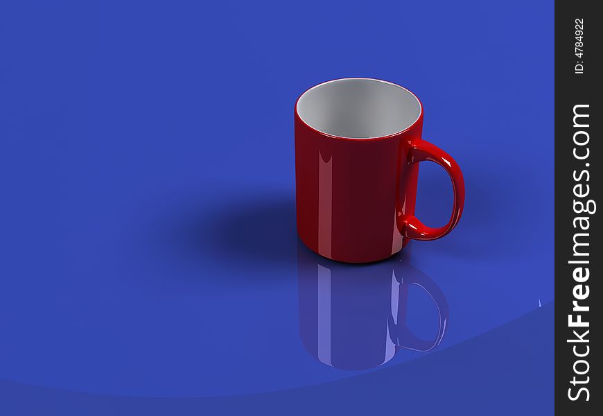 Isolated red cup with blue background