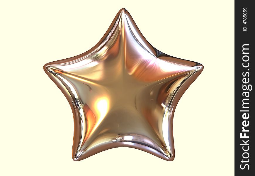 Isolated golden star with yellow background