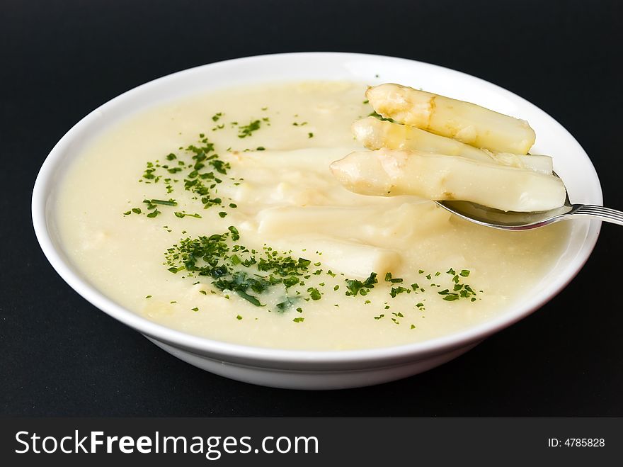 Asparagus soup.a close up shot.