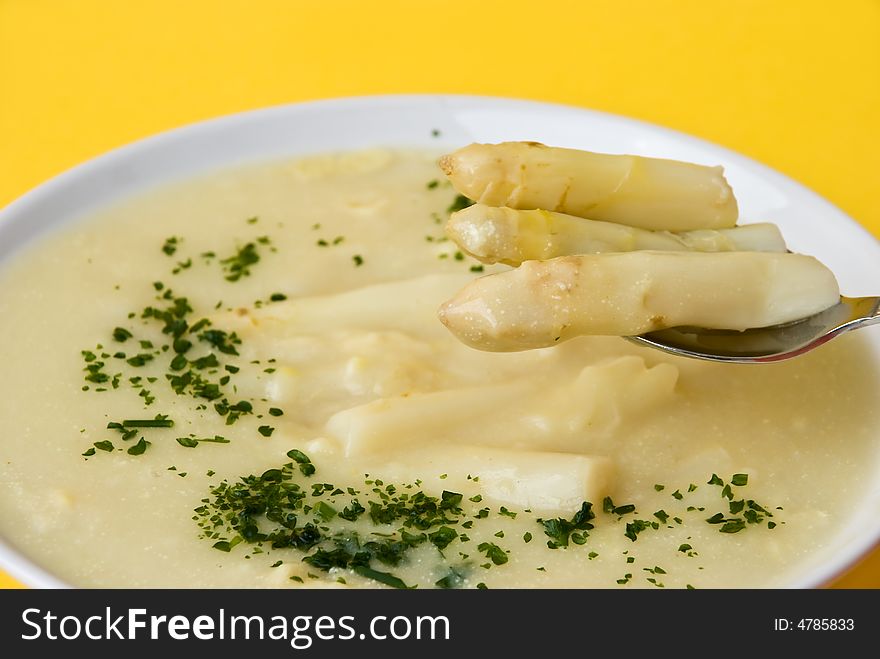 Asparagus soup.a close up shot.