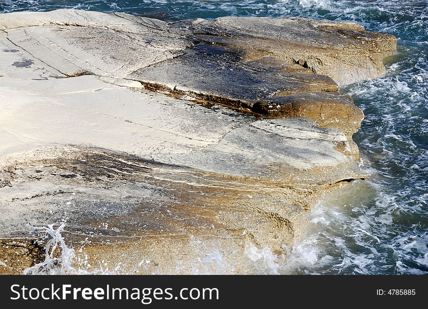 Rocky coast with white limestones forming wonderful patterns..