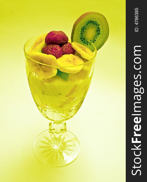 Fruits mix in the glass