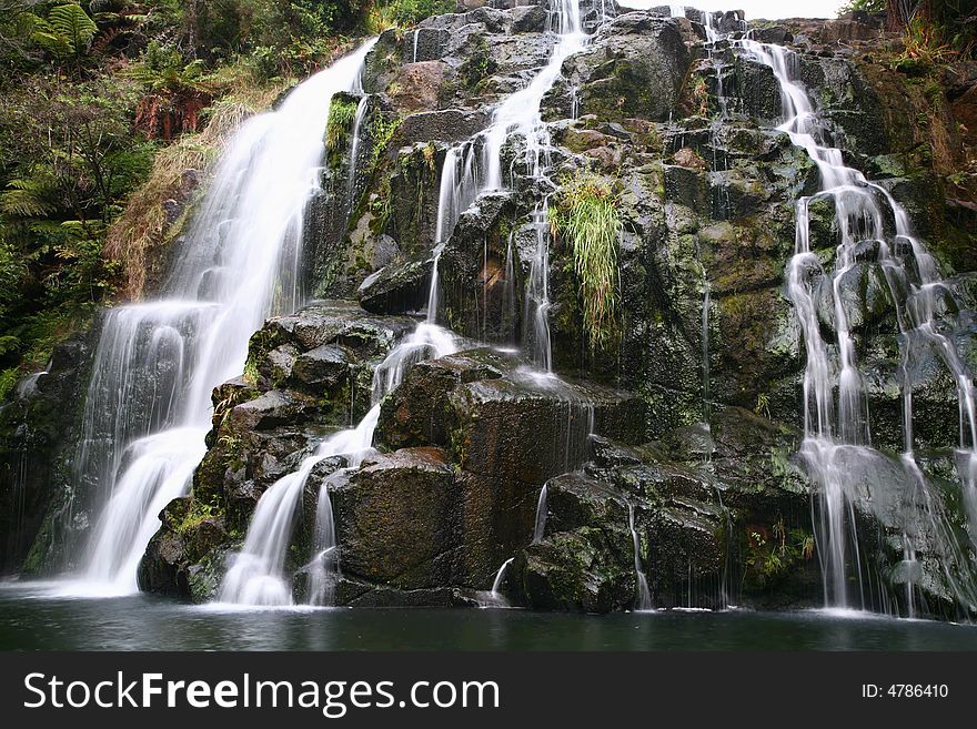 An amazing and serene waterfall slowed down