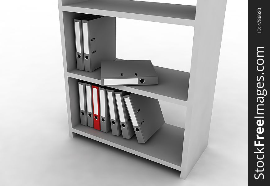 Shelf with folders for documents