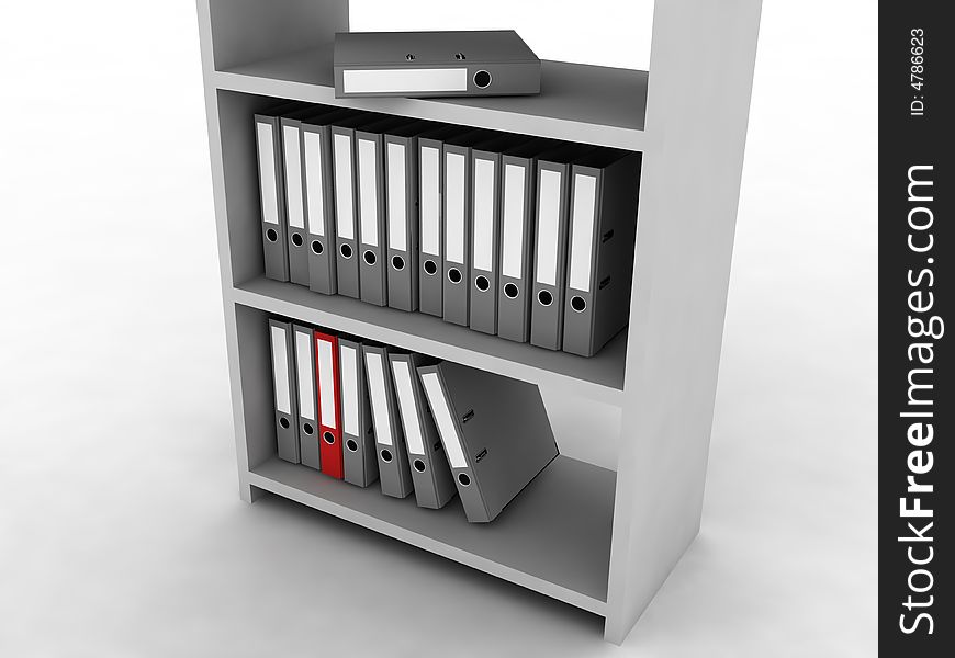 Shelf with folders for documents