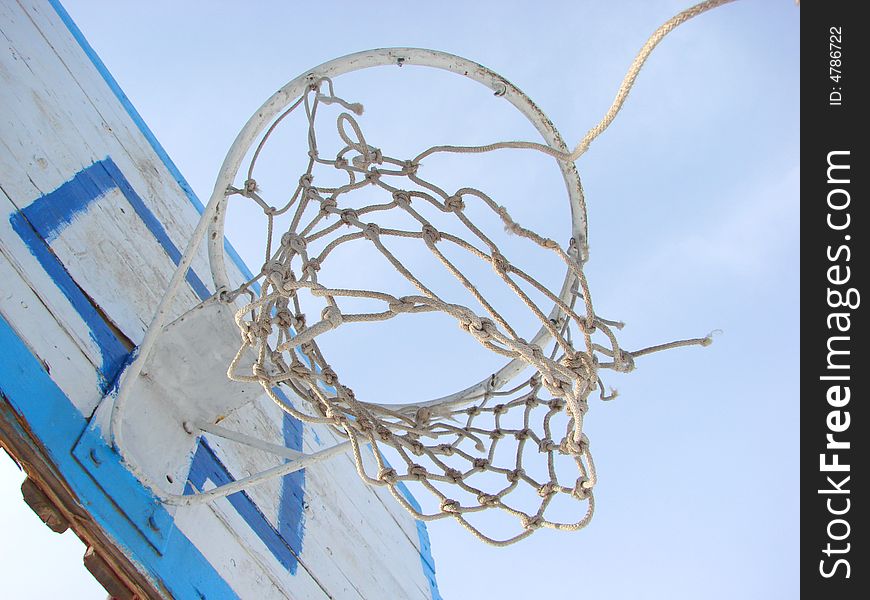 Metal basketball's basket with ropes