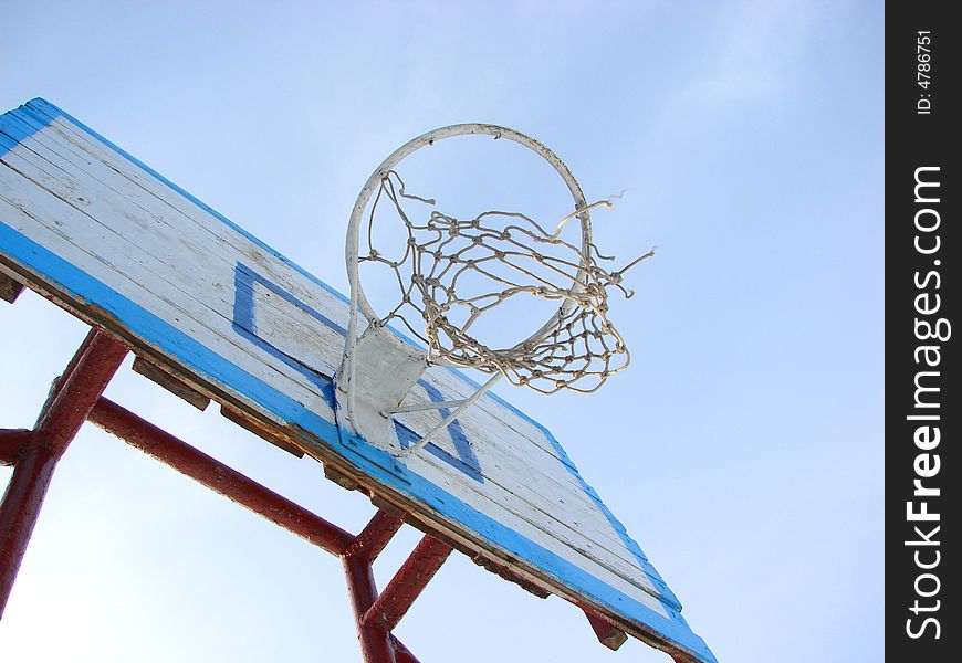 Metal basketball's basket with ropes. Metal basketball's basket with ropes