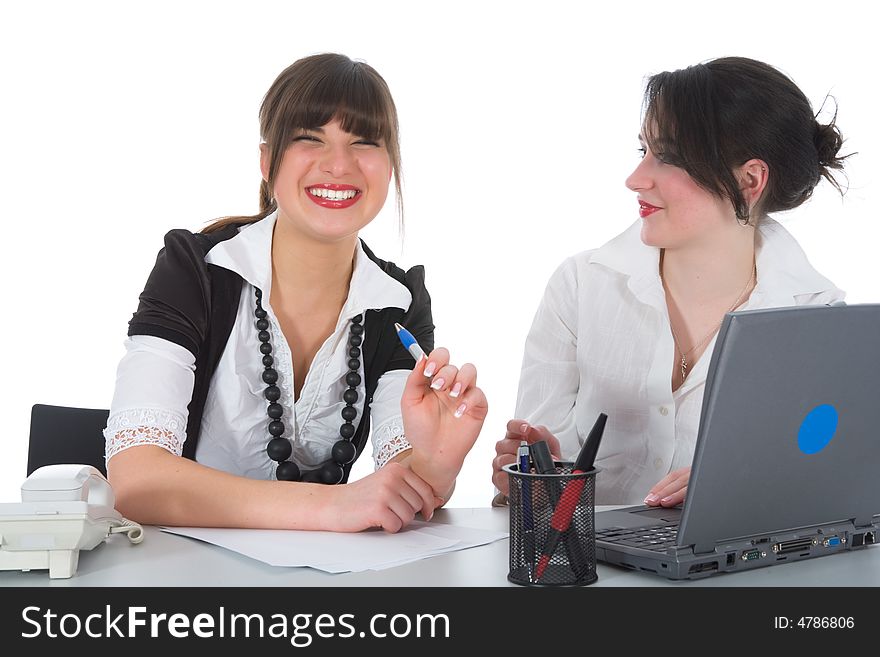 Business women working on isolated background. Business women working on isolated background