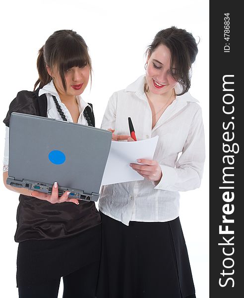 Business women  working on isolated background