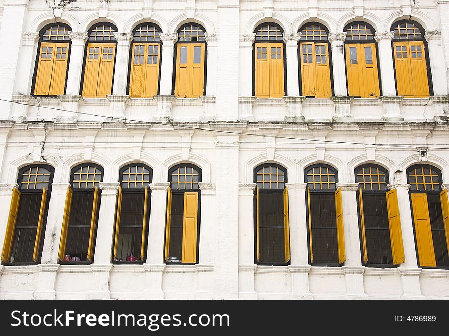 Old office facade in kuala lumpur