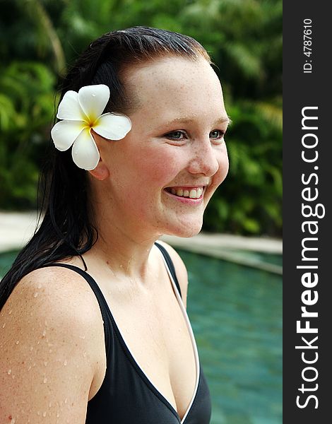 Portrait of a beautiful young woman in her bikini. Portrait of a beautiful young woman in her bikini.