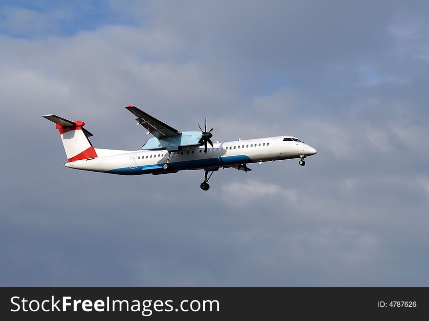 Regional Passenger Airplane Before Landing