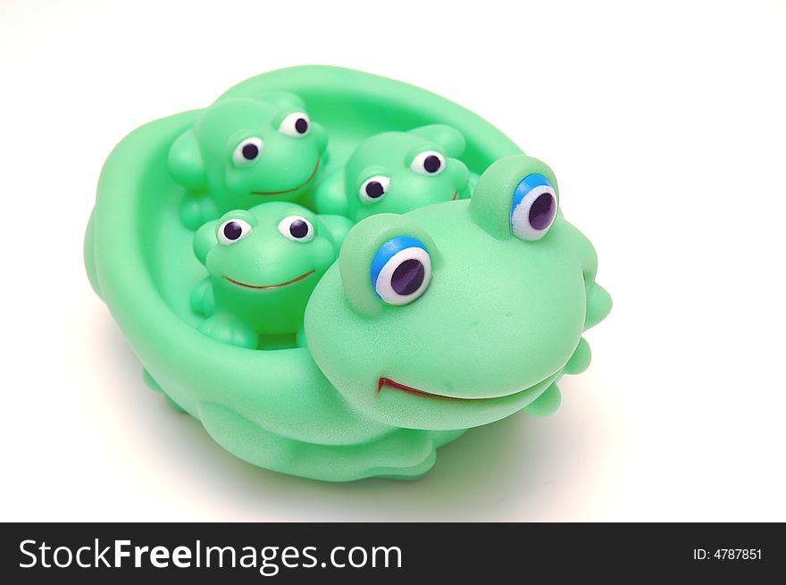 Toy frog mom whith kids. Toy frog mom whith kids