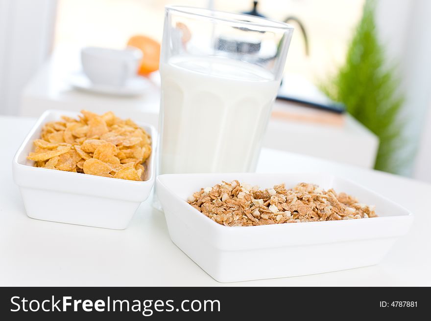 Cornflakes and milk / Fast and delicious breakfast. Cornflakes and milk / Fast and delicious breakfast