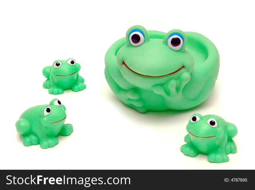 Toy frog mom whith kids. Toy frog mom whith kids