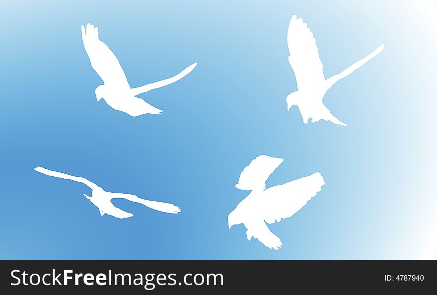 Illustration of doves flying in the sky. Illustration of doves flying in the sky