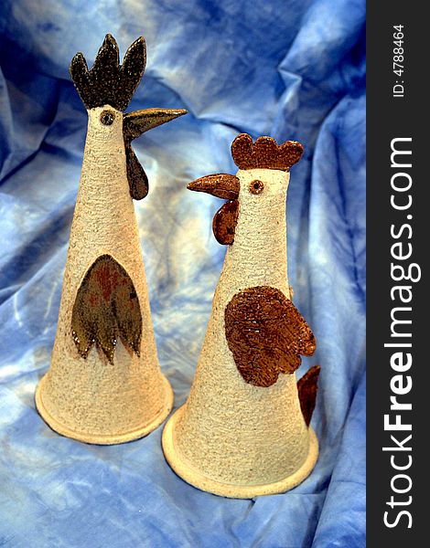 Two Ceramic Cocks