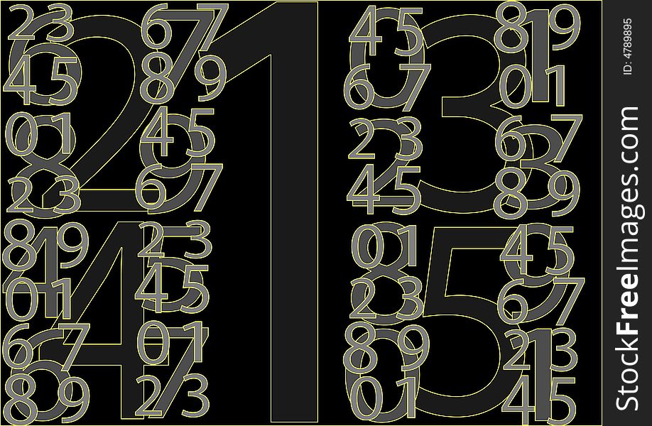 Arabic numerals of different sizes