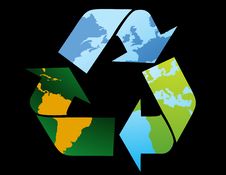 Recycle Symbol-World Map Royalty Free Stock Photo Recycle Symbol-World Map Royalty Free Stock Photo