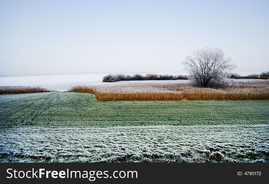 Beautiful winter landscape in the netherlands