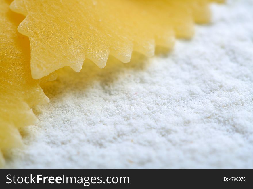 Uncooked Macaroni On Wheat Flour