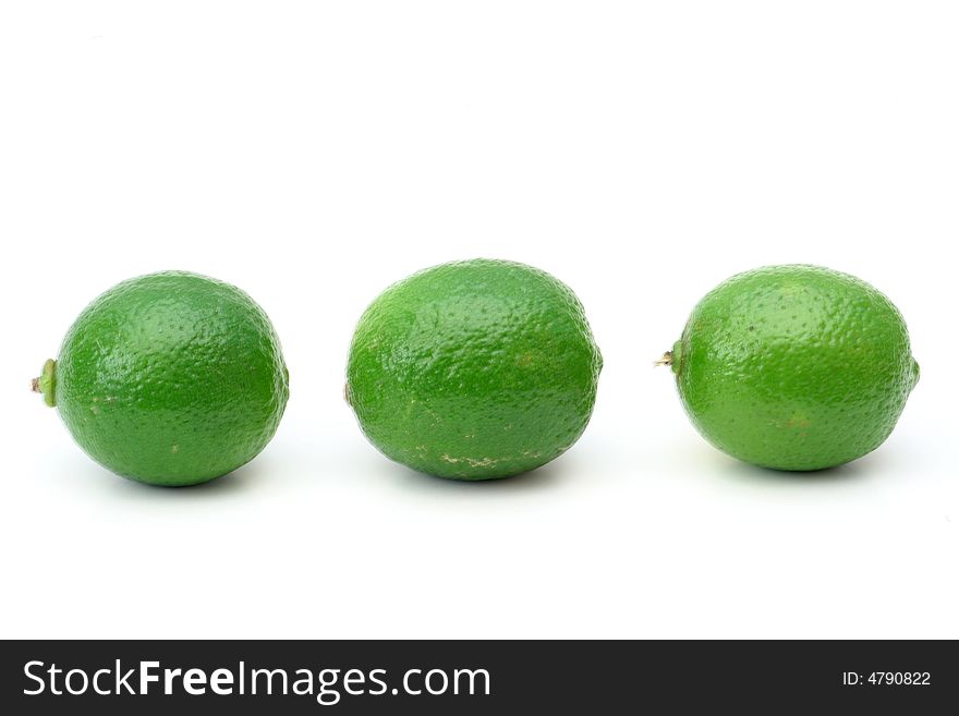 Green  Lemons  on White background. Green  Lemons  on White background