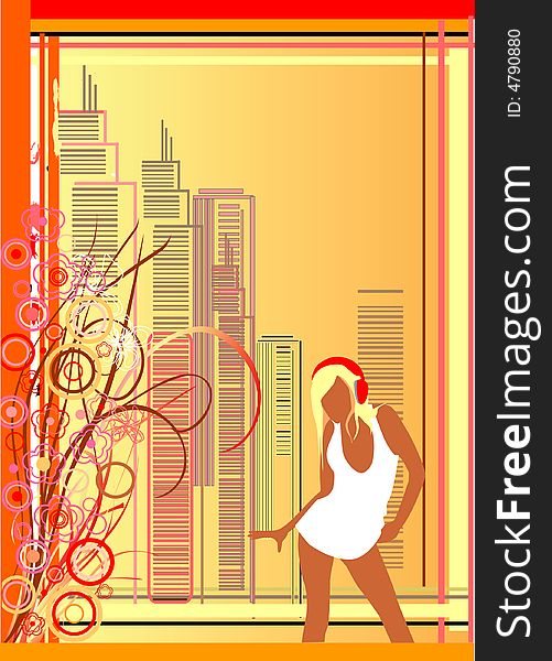Vector girl in the city