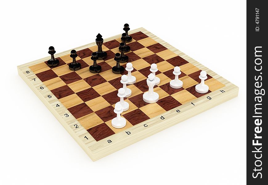 White figures against black on chessboard. White figures against black on chessboard