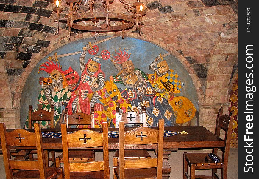 Dining Hall with Mural in Tuscany Style
Castle located in Napa Valley, Califonia. Dining Hall with Mural in Tuscany Style
Castle located in Napa Valley, Califonia