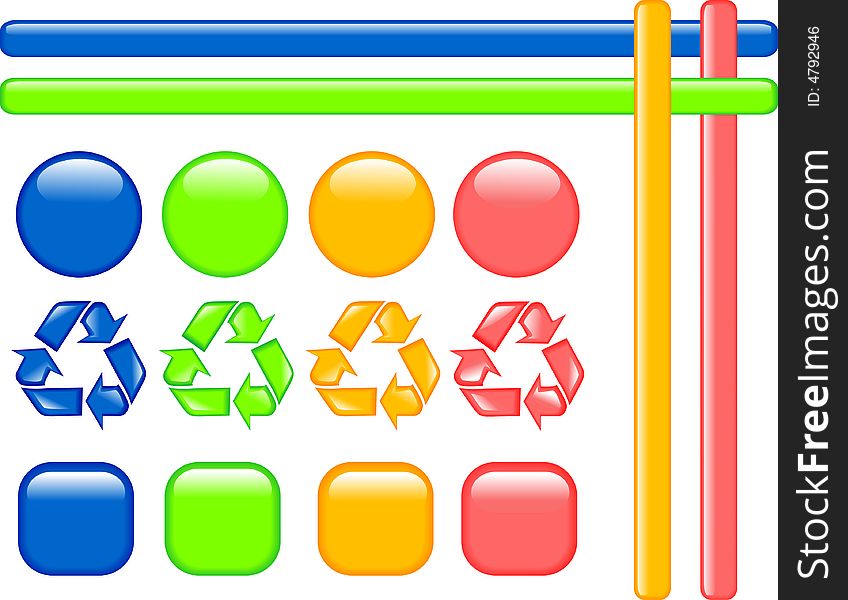 Web buttons in four colour illustration