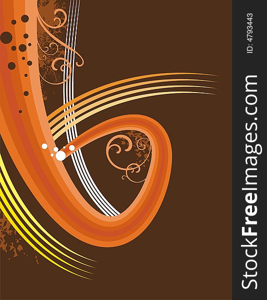 Abstract design with waves and ornamental details in warm colors, vector illustration series. Abstract design with waves and ornamental details in warm colors, vector illustration series.