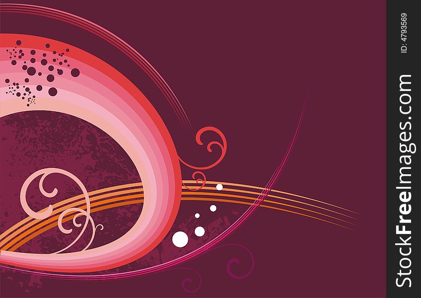 Abstract design with waves and ornamental details in red colors, vector illustration series. Abstract design with waves and ornamental details in red colors, vector illustration series.