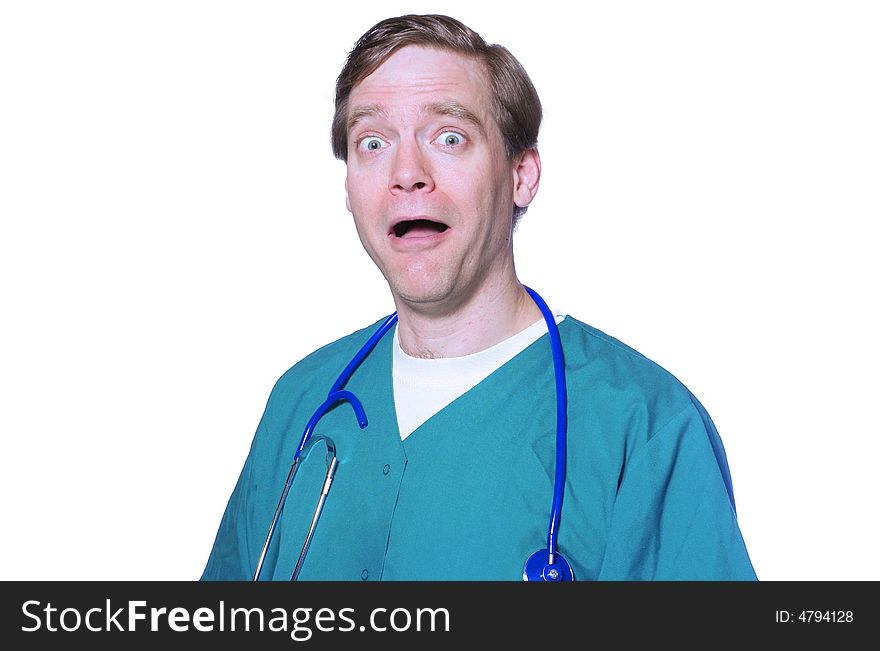 Humorous expression on a doctor's face