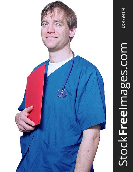 Handsome Doctor Holding Folder