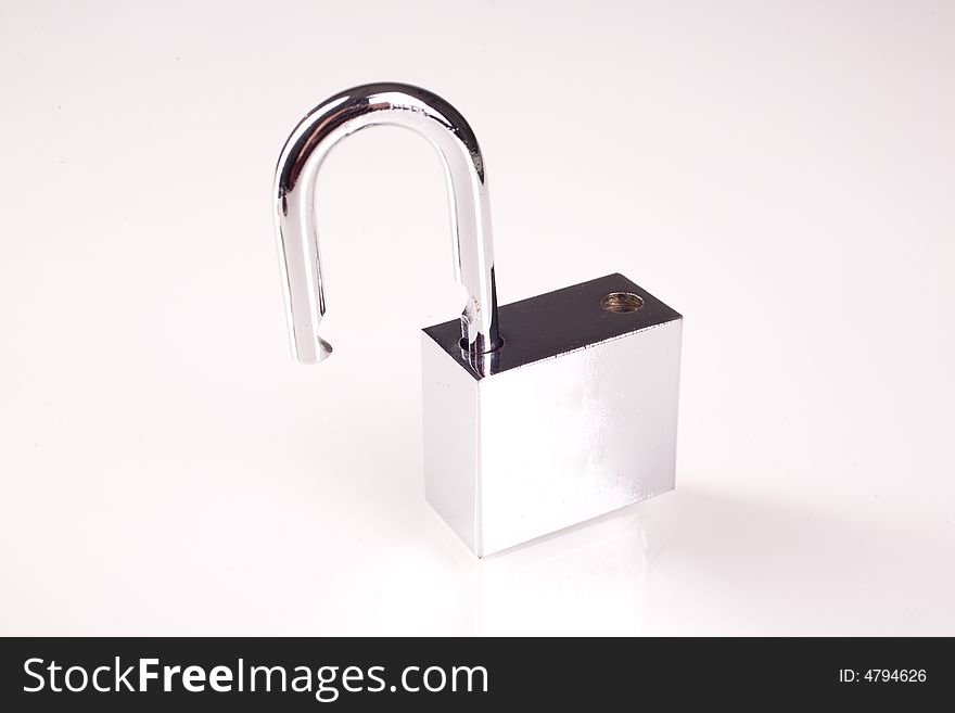 Metal Padlock Over White