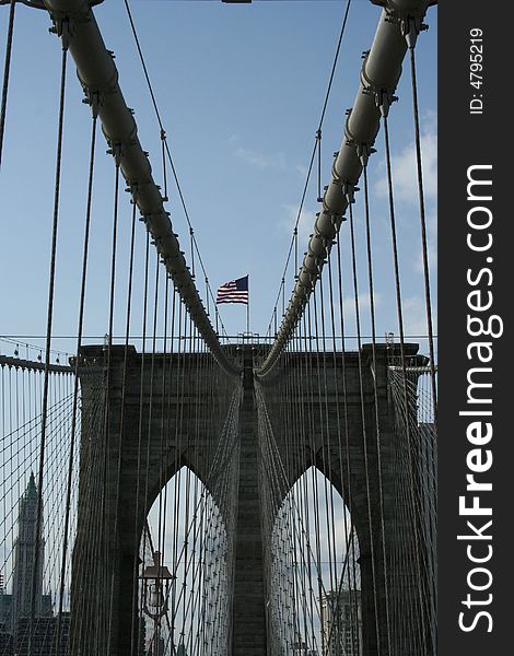 The famous Brooklyn Bridge taken during his crossing. The famous Brooklyn Bridge taken during his crossing