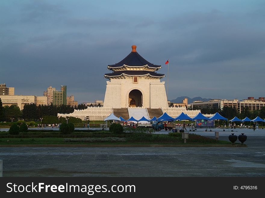 The memorial of Chiang Kai-Shek was set in Taipei. The name of the square had changed by the authority. The new name is Freedom Square.