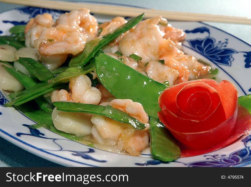 Asian shrimp and snap peas