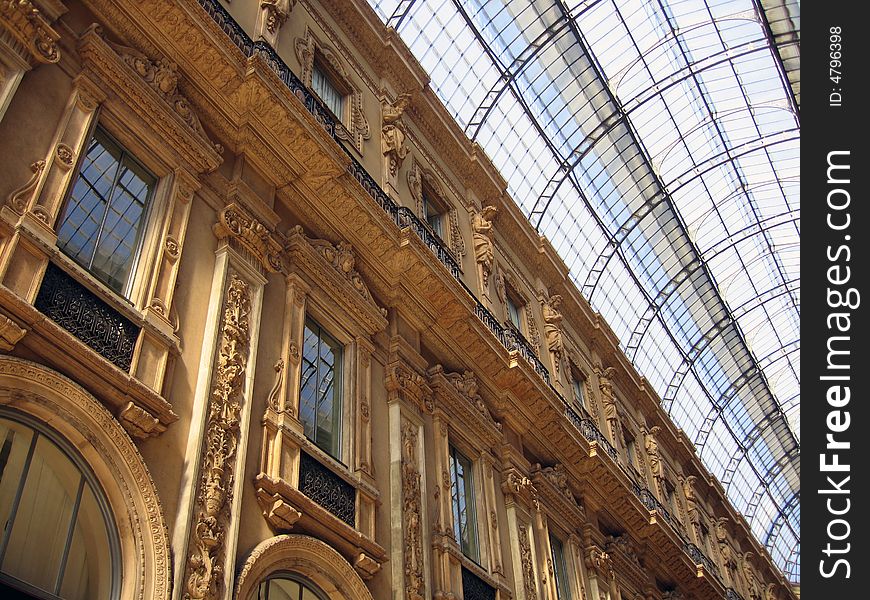 Detail of the Gallery Vittorio Emanuele II in Milan, Italy